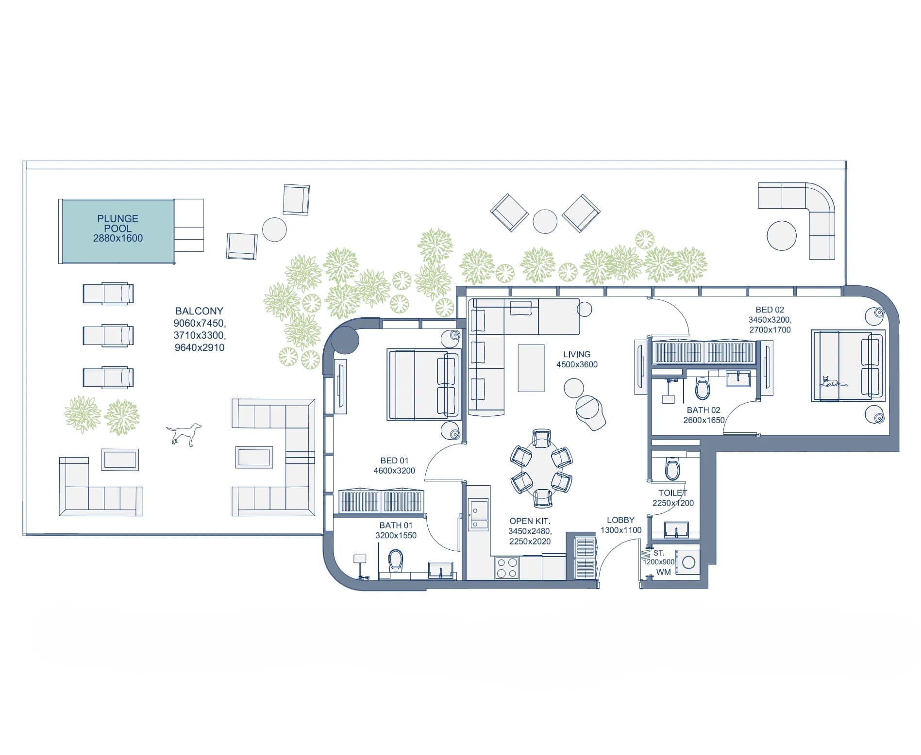 Le Chateau Pietrus — 4 Bedrooms floor plan