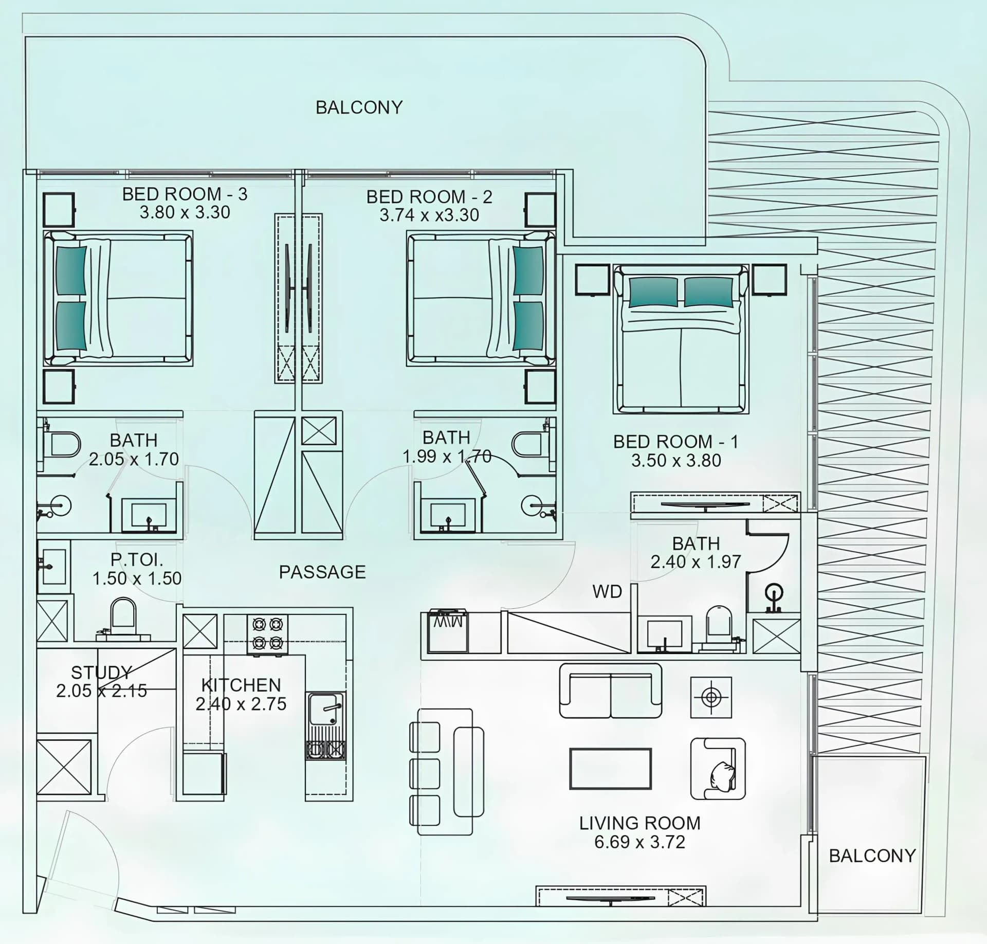 Floarea Breeze — 3 Bedrooms floor plan