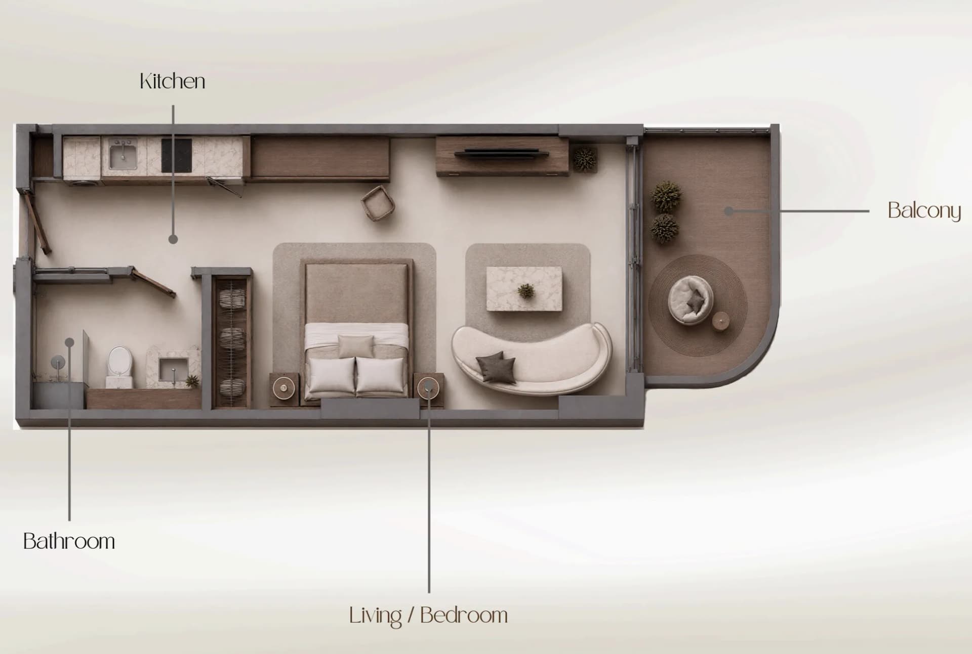 Beverly Crown — Studio floor plan