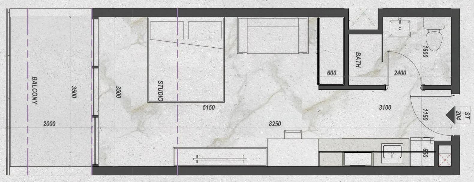 Zyra Hills — 1 Bedroom floor plan