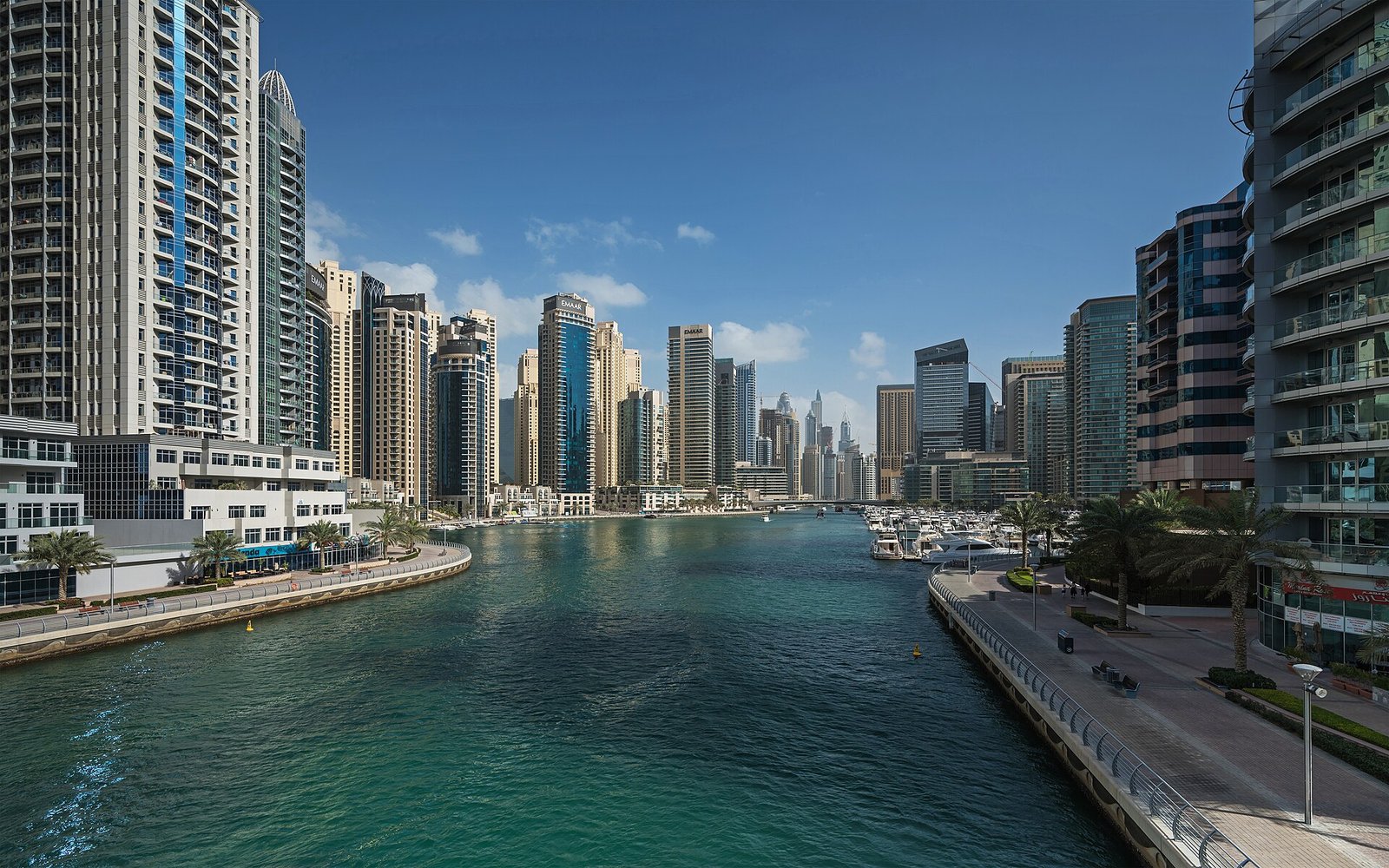 Dubai Marina and harbour waterfront skyline
