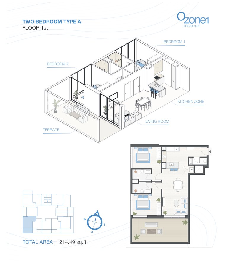 Ozone 1 Residence — 2 Bedroom floor plan