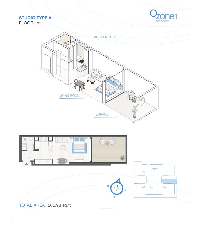 Ozone 1 Residence — Studio floor plan